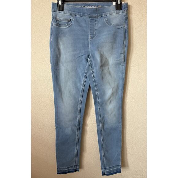 Justice Medium Wash Stretchy Pull On Jean Jeggings Leggings Pants Size 14 - Picture 2 of 5